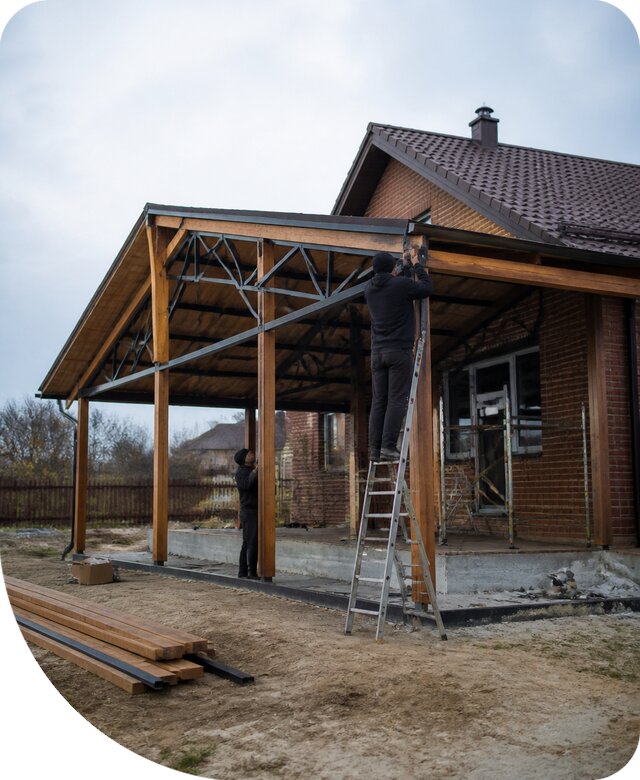 Пристройка навеса к дому и участку в Брянске под ключ